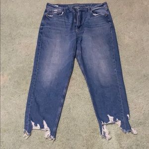 Distressed ankle mom jeans